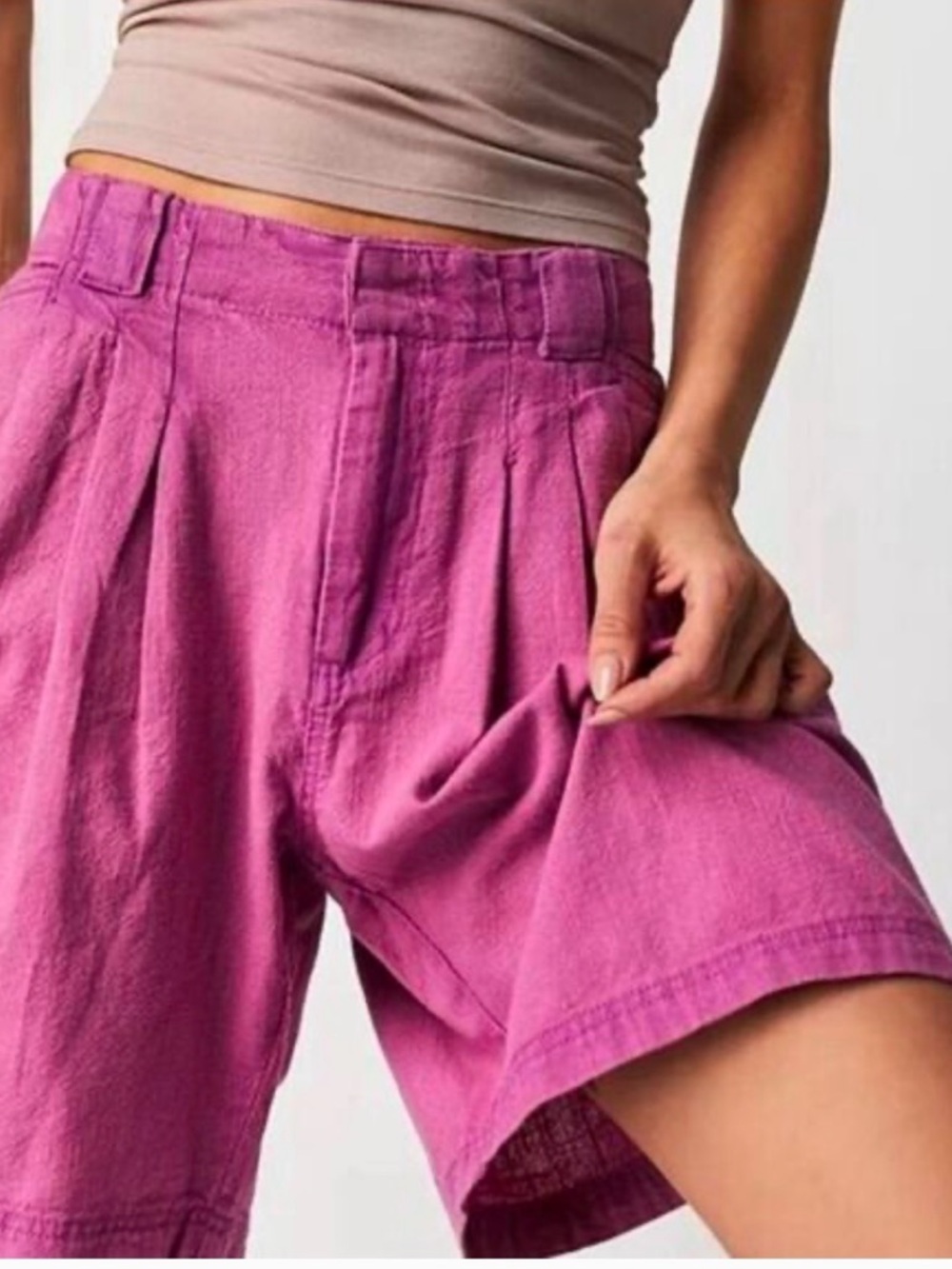 Free People Say So Trouser Shorts Purple Pink Bloom Cotton, size 0